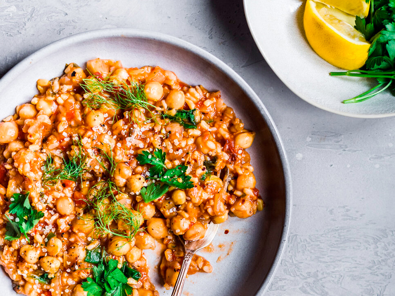 Instant Pot Fennel, Chickpea, and Brown Rice Stew